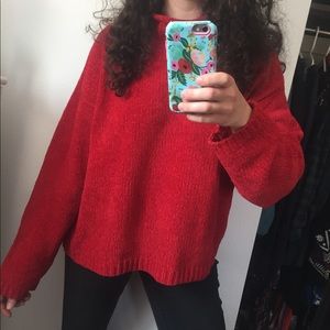 Oversized Vintage Red Turtle Neck Sweater